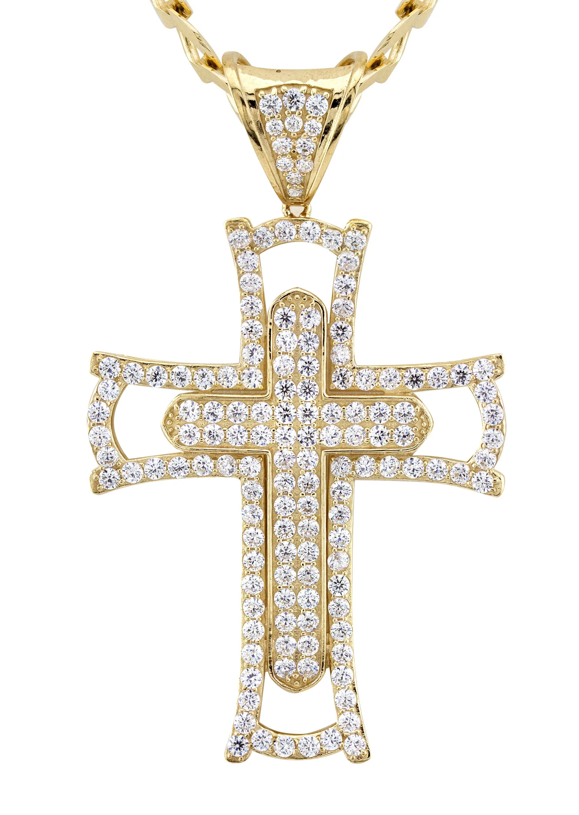 10K Yellow Gold Cross Necklace | Small 15 Grams - Large 46 Grams