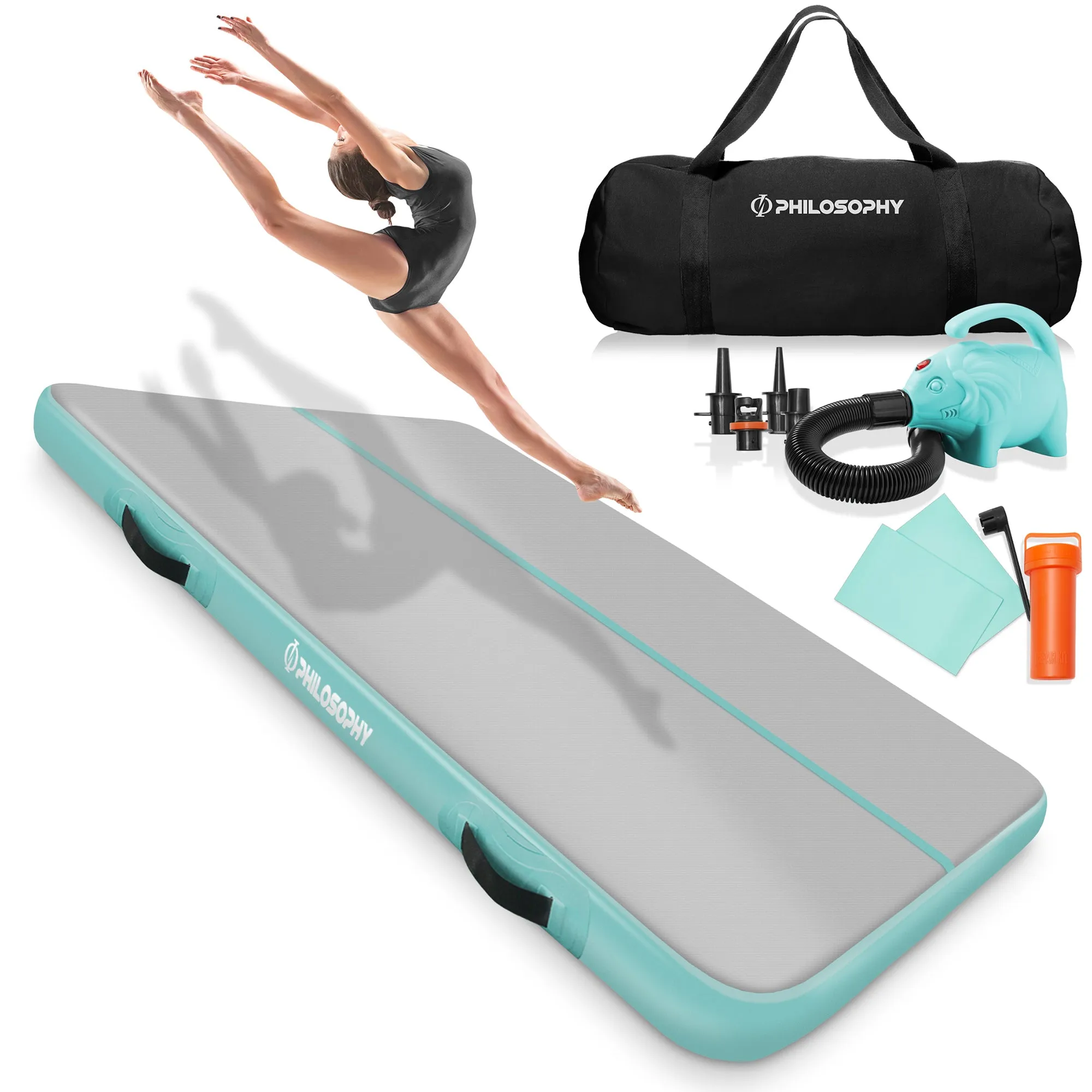 Air Tumble Mat - Inflatable Track for Gymnastics, with Electric Pump