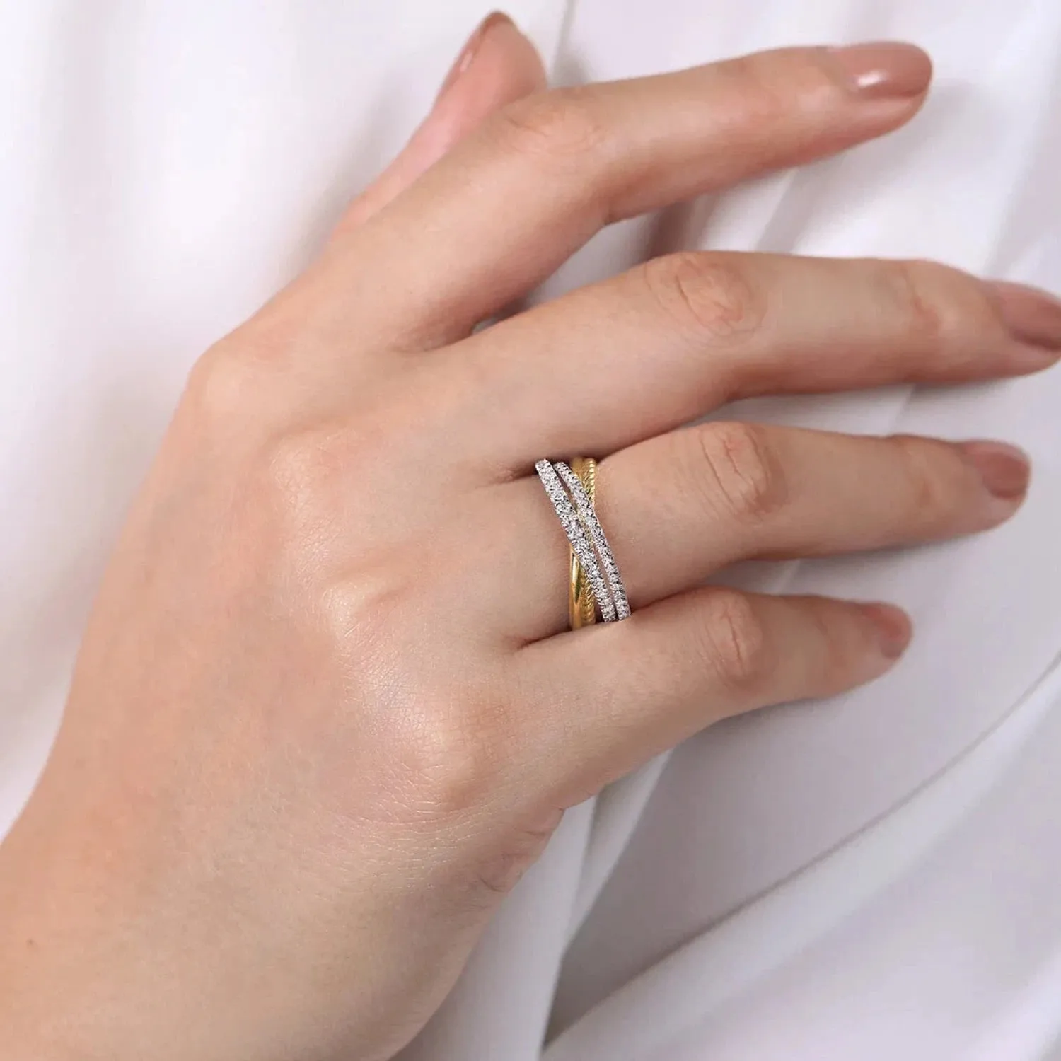 Gabriel & Co. Criss Cross Layered Diamond Ring