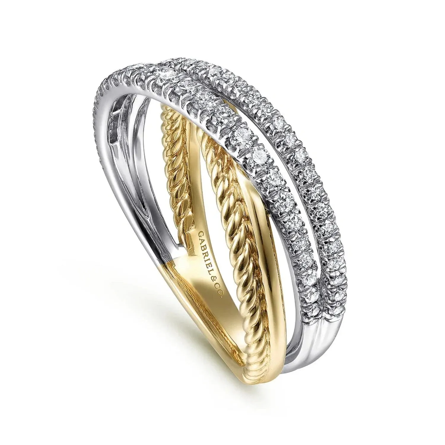 Gabriel & Co. Criss Cross Layered Diamond Ring